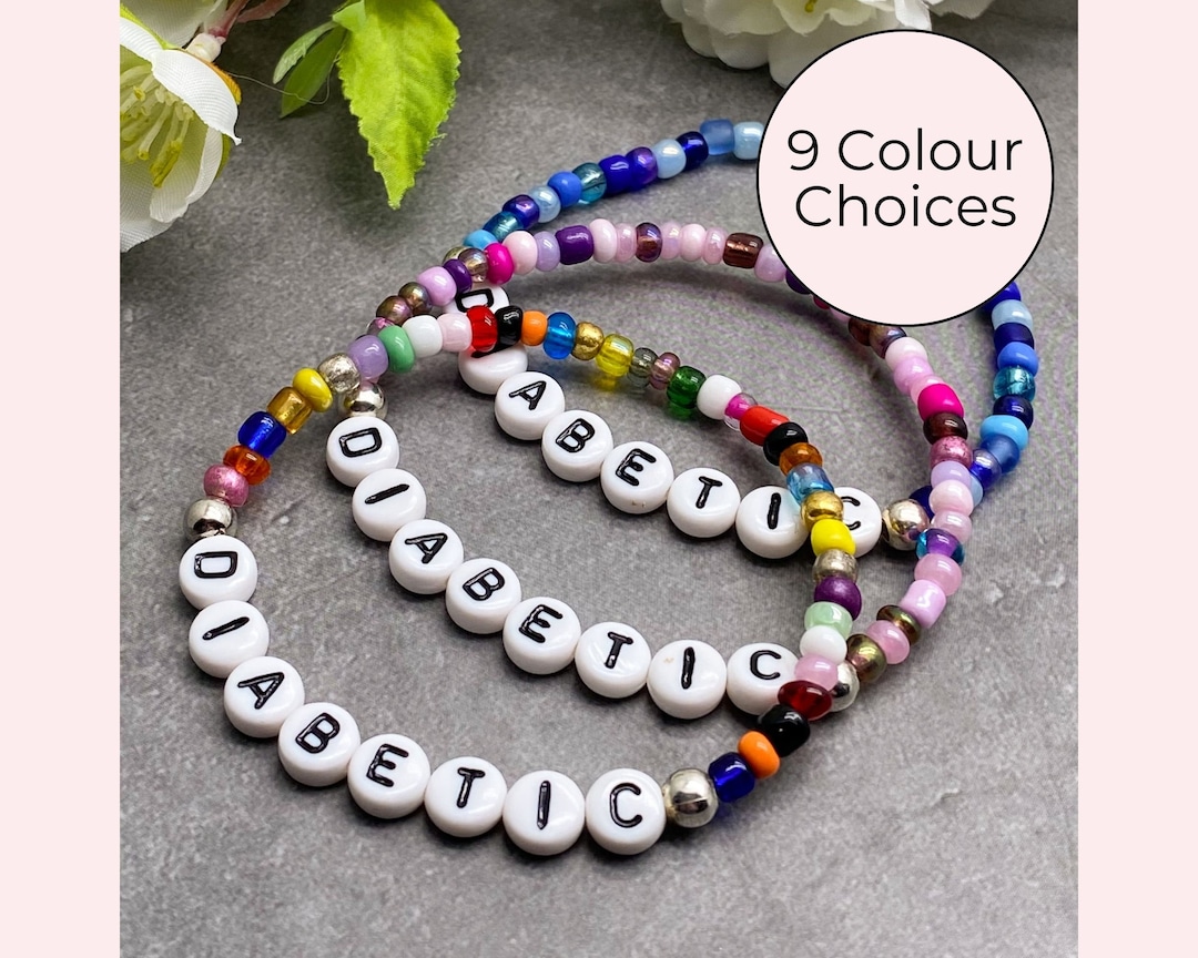 DIABETIC Bracelet, Medical Alert Bracelet, Beaded Diabetes Bracelet