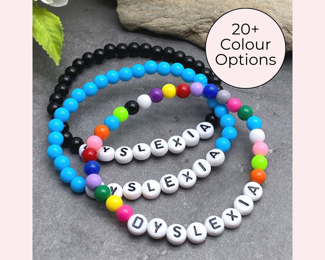 DYSLEXIA Bracelet, Medical Alert Bracelet, Beaded Neurodiverse Bracelet