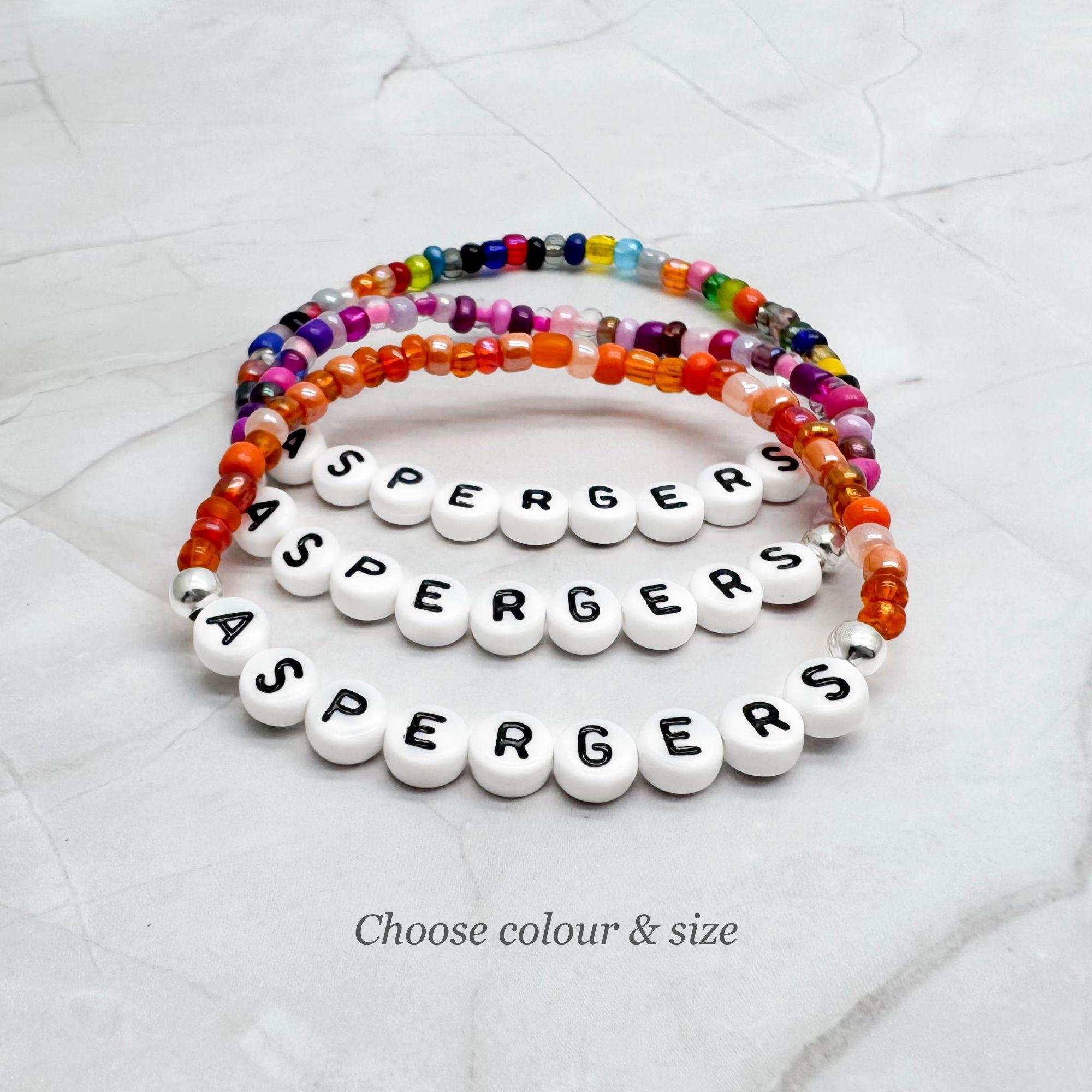 ASPERGERS Bracelet, Aspergers Bead Bracelet, Medical Bracelet, Aspie Bracelet, Glass Seed Bead Bracelet, Autism ASD Spectrum Disorder