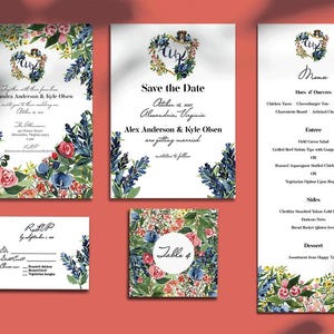 Custom Watercolor Wedding Invitations & Stationary