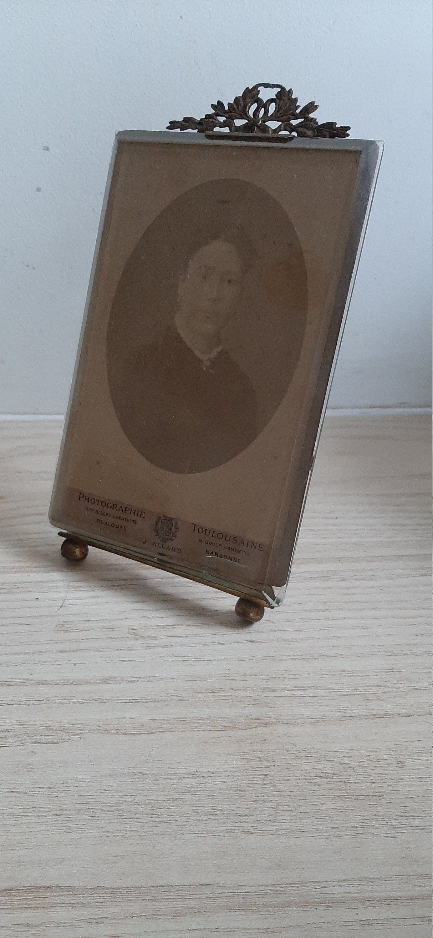 Cadre Photo Ancienne Laiton Verre.