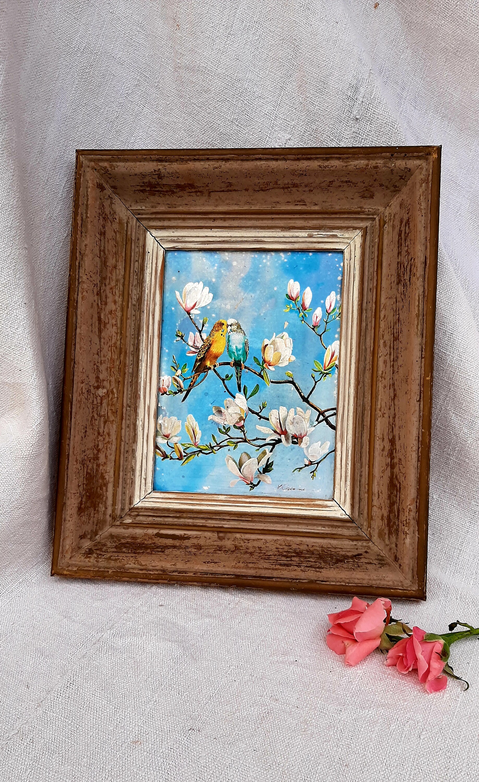 Petit Tableau Vintage Oiseaux.