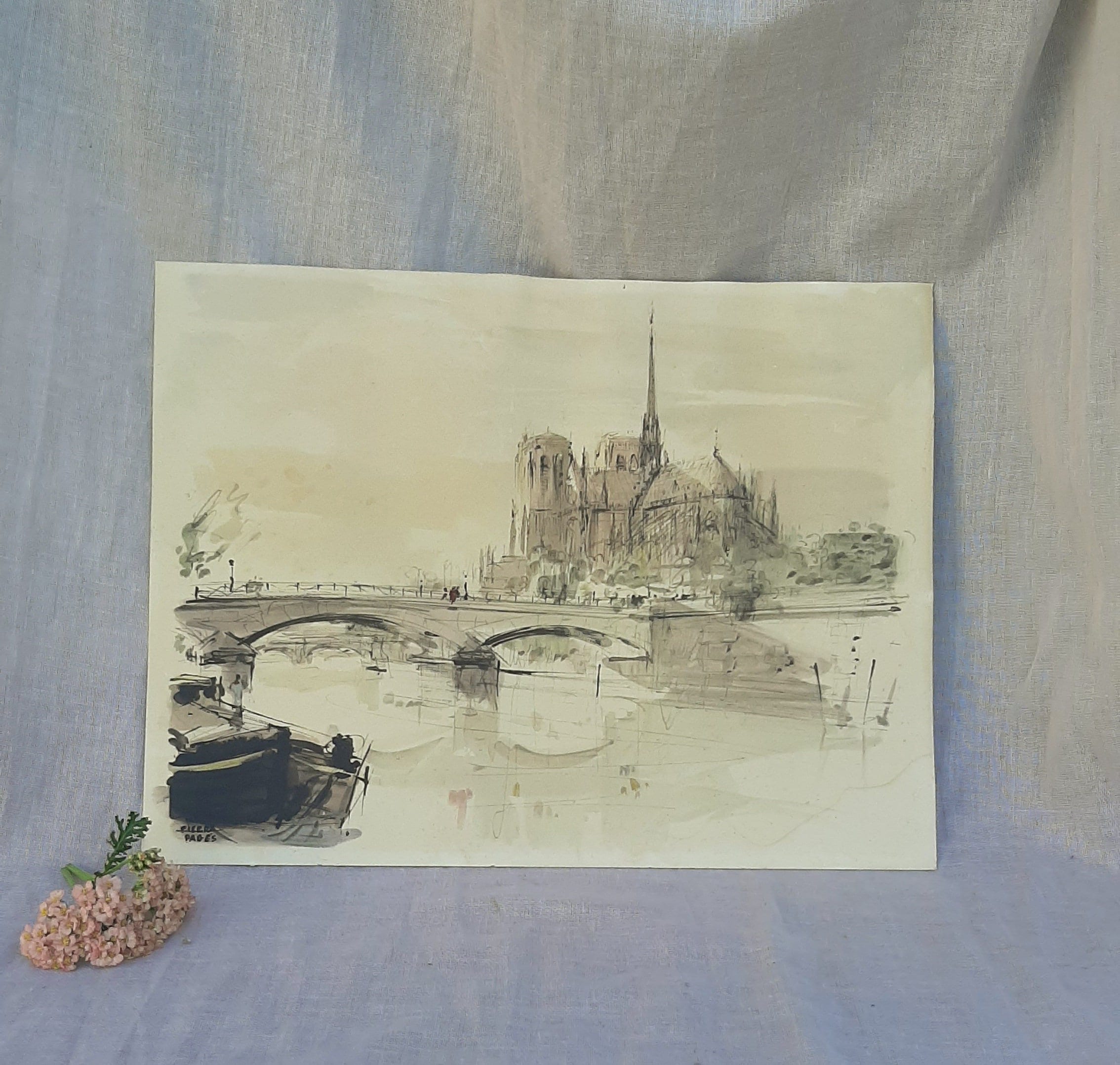 Trois Estampes Anciennes de Paris Signé P. Pagès.