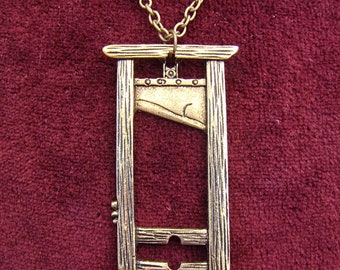 Bronze  French knife guillotine pendant necklace