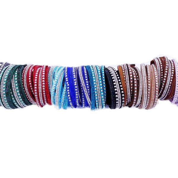 Rhinestone leather bracelet Female charm crystal wrap multi layer bracelets for women