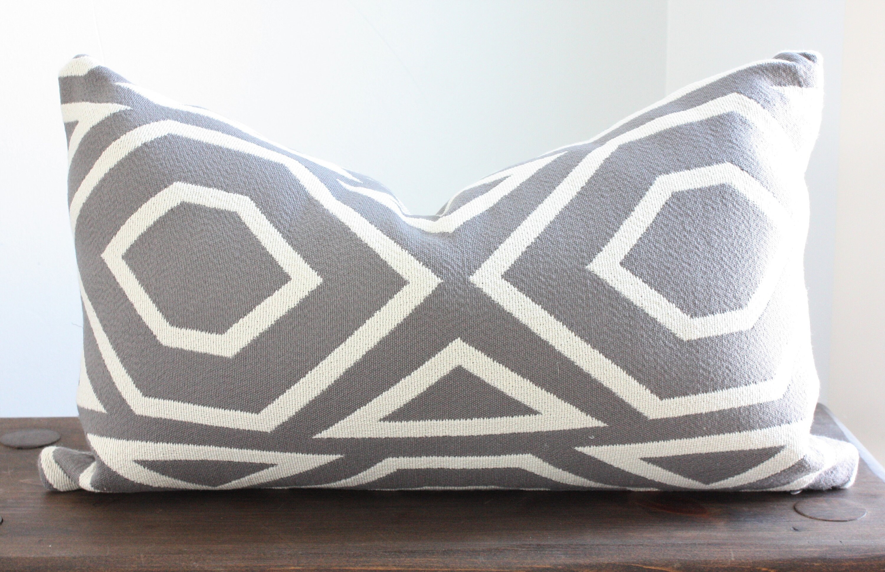 Geometric Pillow Covers Grey/gray and off White Color Throw Etsy