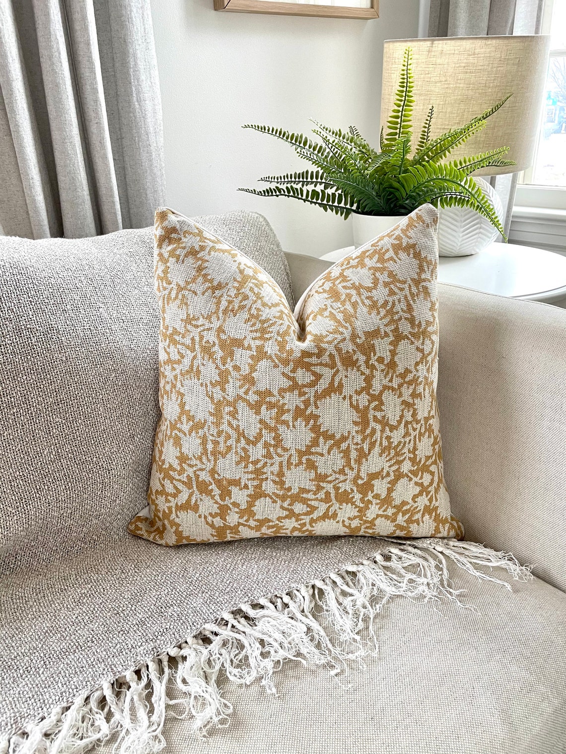 Hand Loomed Linen and Block Printed in India Yellow With Etsy