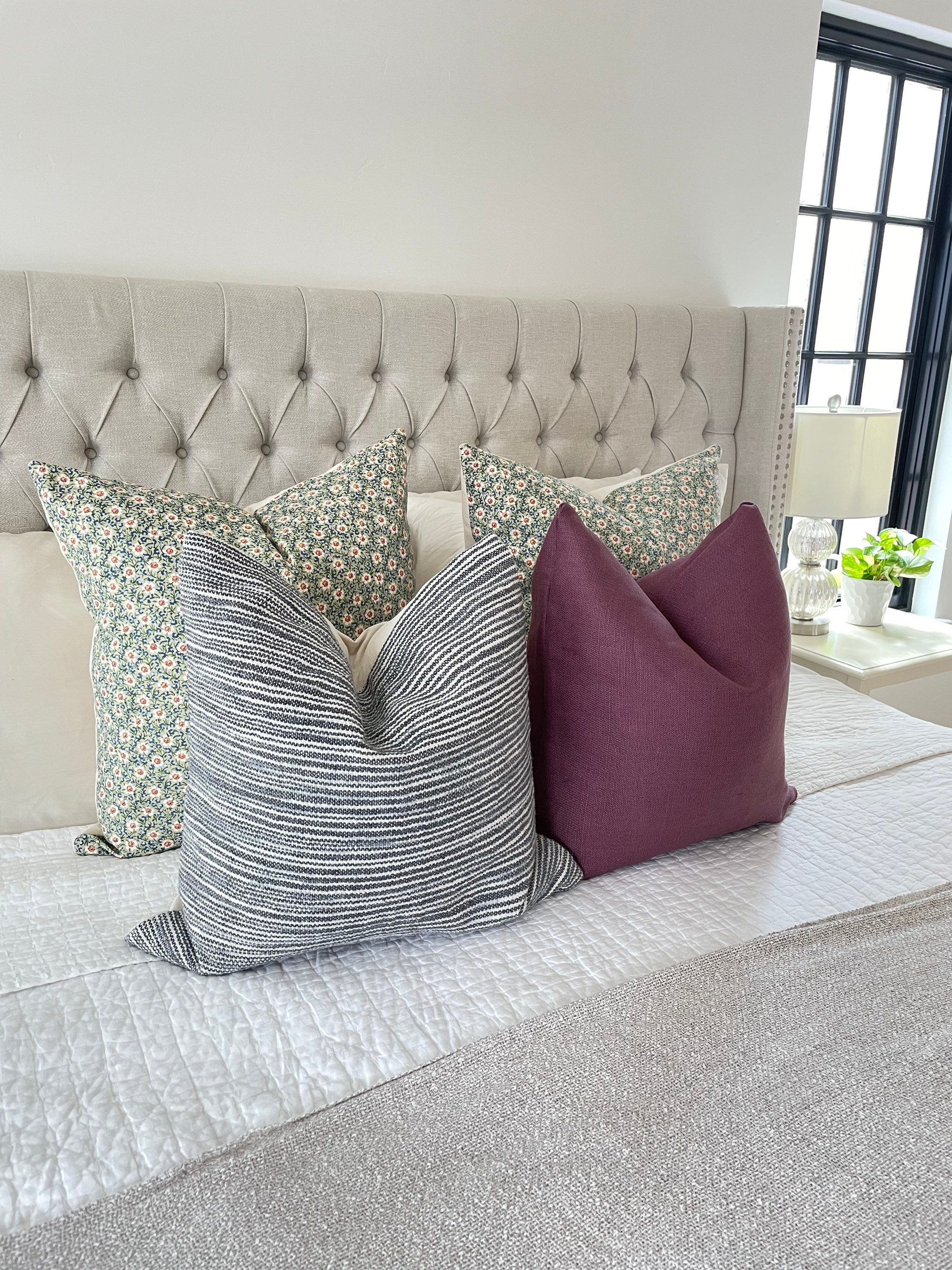 Modern Farmhouse Floral Pillow Covers Offwhite Back Rustic Etsy