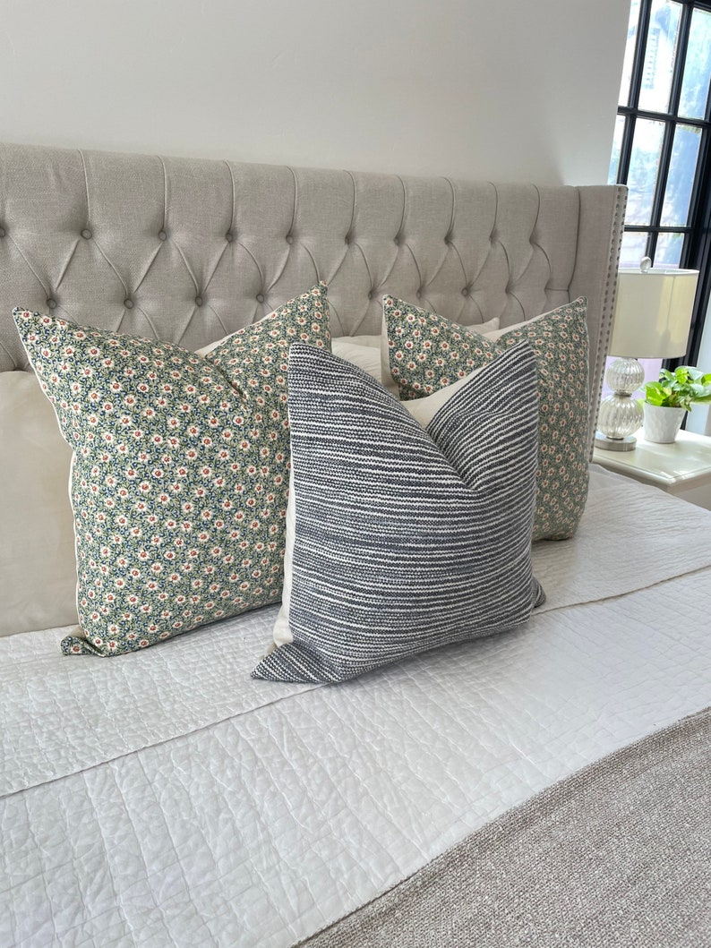 Modern Farmhouse Floral Pillow Covers Offwhite Back Rustic Etsy