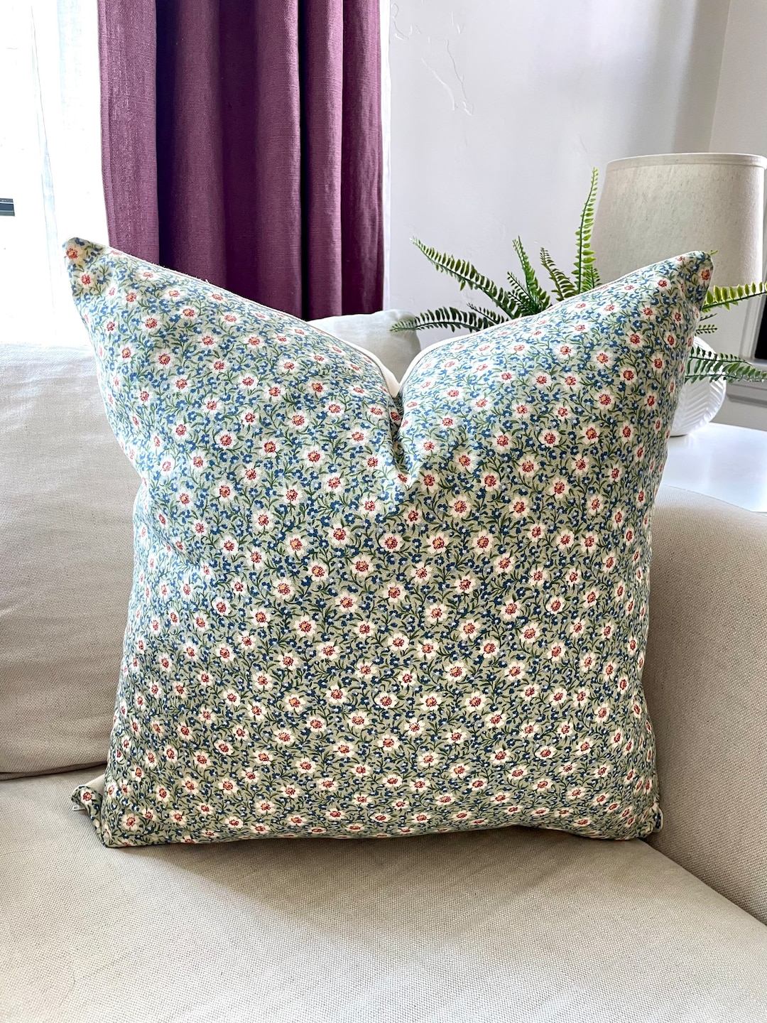 Modern Farmhouse Floral Pillow Covers, Offwhite Back, Rustic and