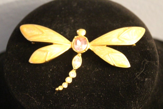 Vintage KJL for Avon Dragonfly Brooch - image 3