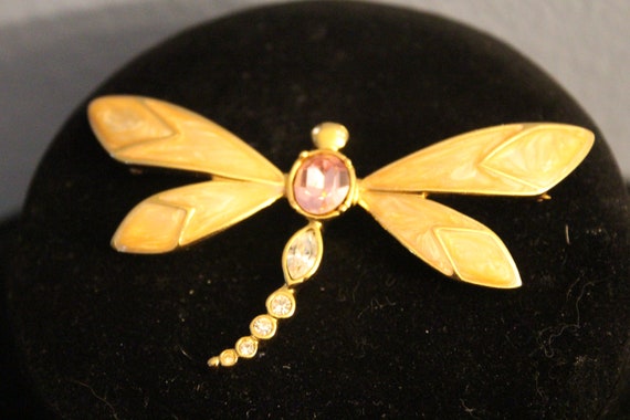 Vintage KJL for Avon Dragonfly Brooch - image 2