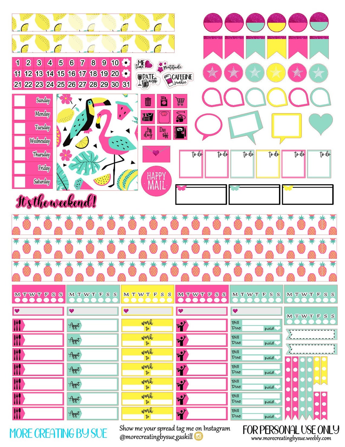 Mini happy planner stickers weekly sticker kit summer fun etsy