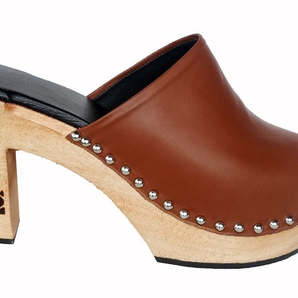 AKA: Wooden High Heel Clog Customisable , Any colour, size or width / Create and make your own fashion shoes