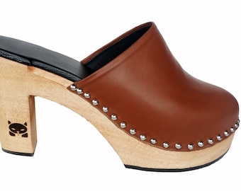 AKA: Wooden High Heel Clog Customisable , Any colour, size or width / Create and make your own fashion shoes