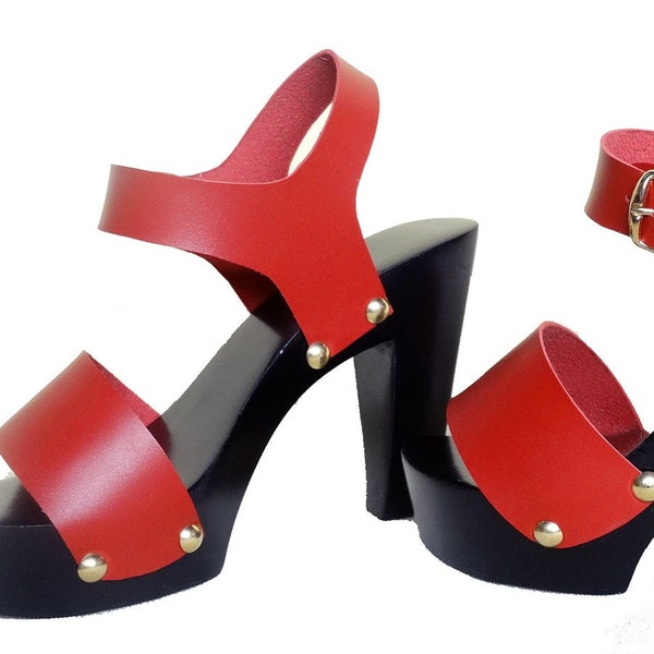 B5 - Vegan Eco-Friendly Platform Heel Shoes / Custom Made Design Your own Clogs / Klompen gemaakt / klompen met hak / keilsandalen holz