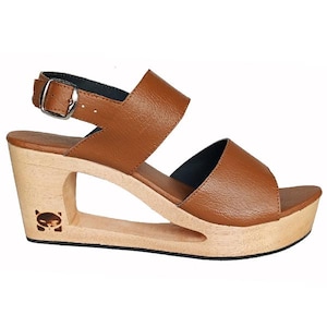 S48: Zoccoli con tacco scolpito e intagliati / Zoccoli in legno intagliato per donna, taglia EU36 (US5) a EU46 (US15), piedi grandi e piccoli.