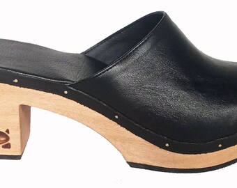 The Cloggy! High Heel Wooden Mule Platform / Small, Petite