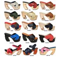 LARIS - Carved Wooden Heel Slippers Mules Clogs Crisscross / Design Your Own Women Shoes: choose sole bottom and ankle cross bands colours product logo