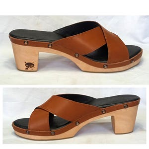 LOR: zapatos de plataforma de tacones de madera de diseño personalizado - sabots bois sur mesure - holz sandale, hout schoen Zuecos de zapatos de mula hechos a mano