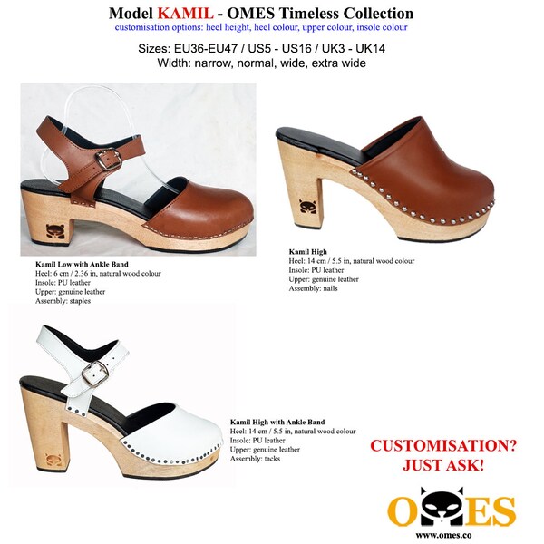 Kamil Padded Footbed: closed toes clog wooden bottom with genuine vegetable-tanned leather