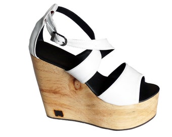 No.24: Wedge Wooden Platform Heel / Customize and personalise your way / vegan clog / High Heel Wedges / wooden mules , woman clog wedge