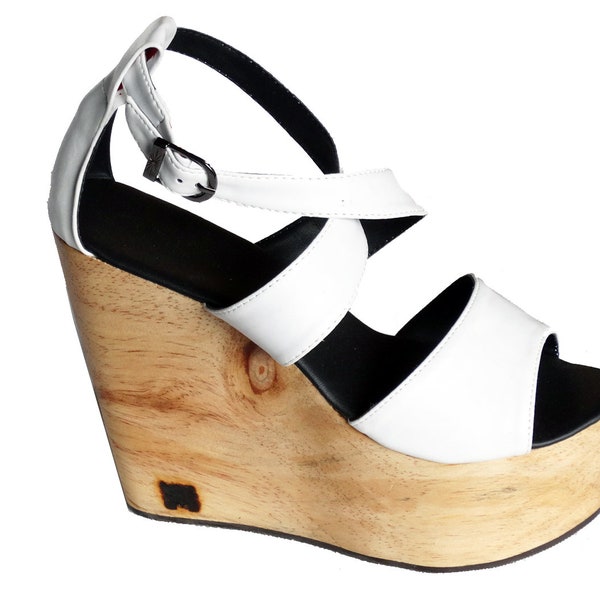 No.24: Wedge Wooden Platform Heel / Customize and personalise your way / vegan clog / High Heel Wedges / wooden mules , woman clog wedge