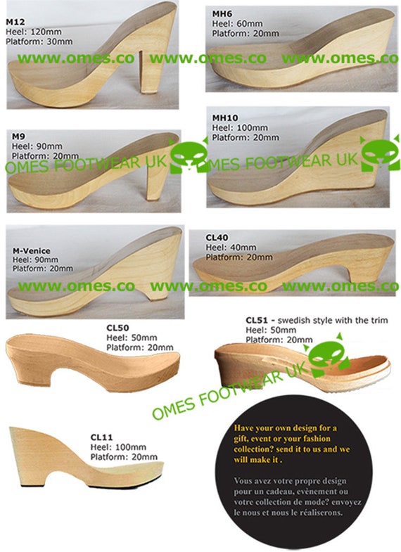 5 Pairs Wooden Soles Heels Clogs for 