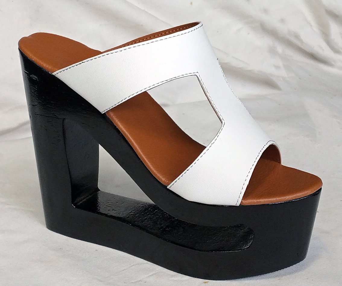 Buy S4 Sculpted Wood Platform Wedge Carved Wooden Mule Platform