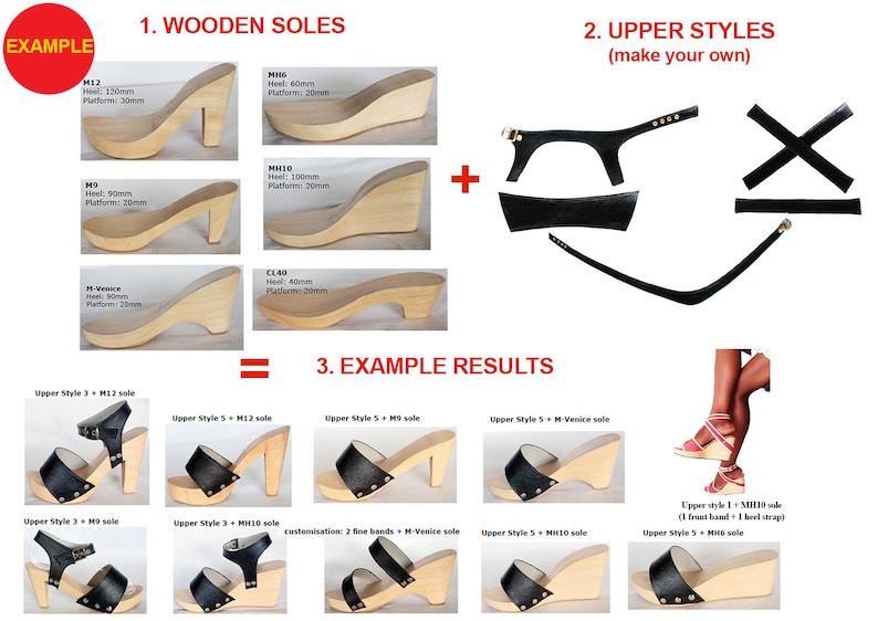 1 Pair Wooden Heels/Soles to make shoes 