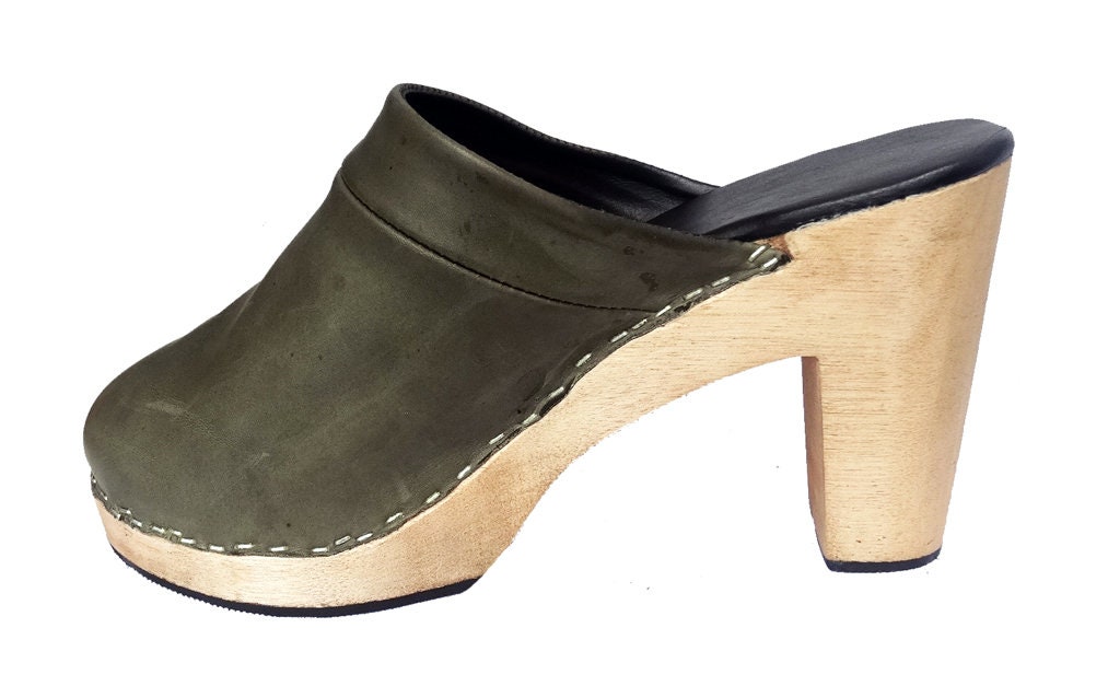 The Cloggy High Heel Wooden Mule Platform Small Petite or Big