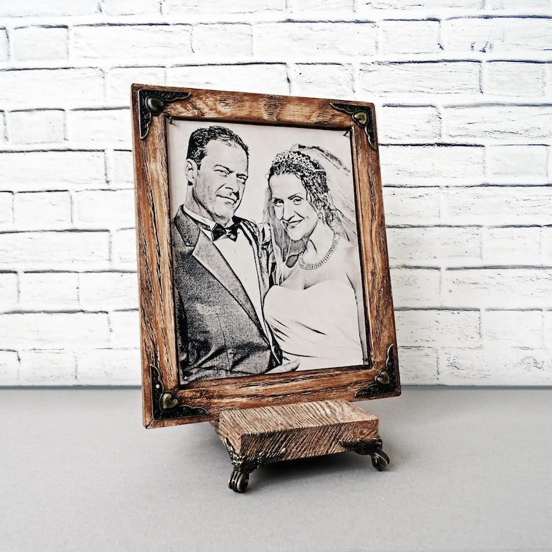 RARE Pyrography Handmade Technique by Artists on Real Leather Etched Your Photo Hand Engraved 10th Wedding Anniversary Gift For Him