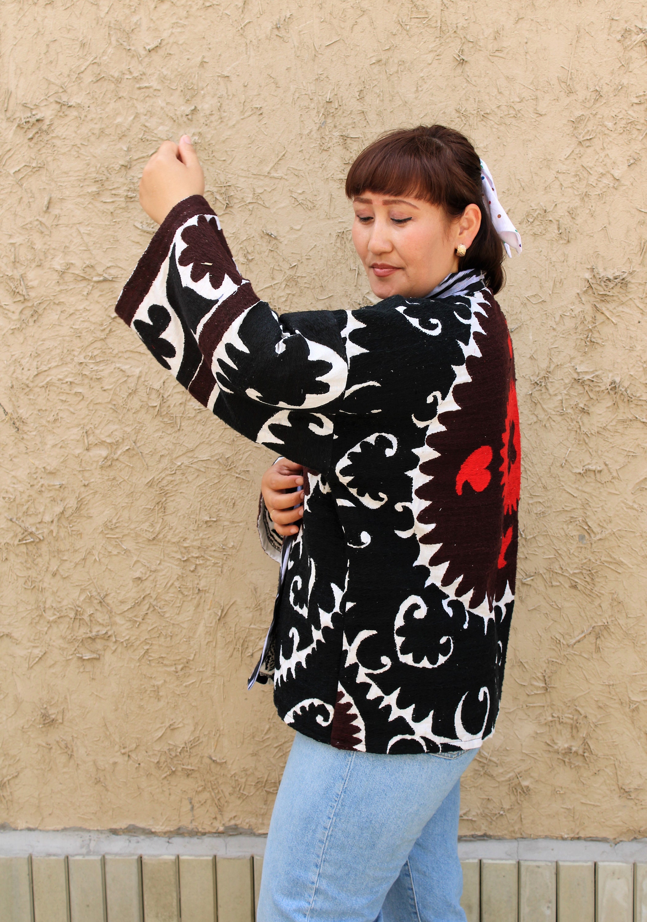 Hand Embroidery Suzani Jacket,samarqand Vintage Suzani Black Hand Embroidery Suzani Jacket,samarqand Vintage Suzani Black