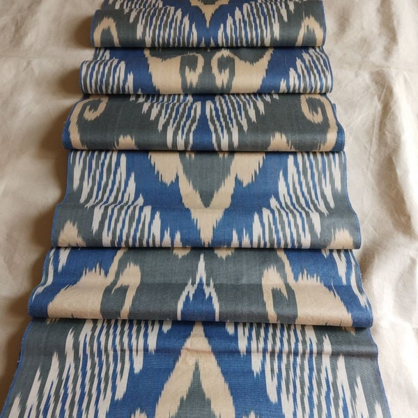 A Piece of 3 meters Uzbekistan Handwoven Orginal Ikat fabric Cotton Hand Dyed ikat fabric