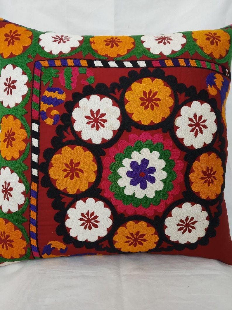 58x58cm Gorgeous Hand Embroidery Uzbek Traditional Vintage Suzani Cushion Decorative Pillow Cover,Floral Needle work Suzani Cover
