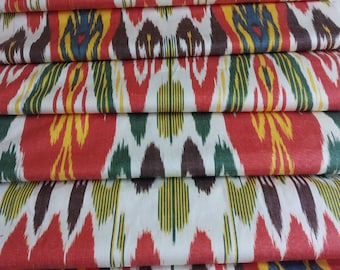 A Piece of 3 meters Uzbekistan Handwoven Orginal Pure Cotton Wedth 17 inches Ikat Fabric.