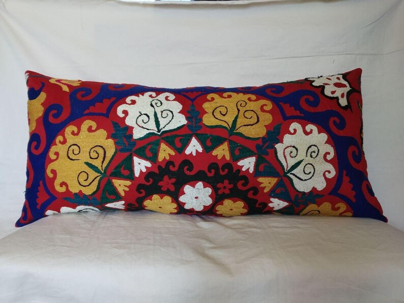 105x50cm Uzbek traditional Vintage Suzani Long Floor Cushion,Bedroom Suzani Pillow Cover High Quality Floor Suzani Pillow Cases