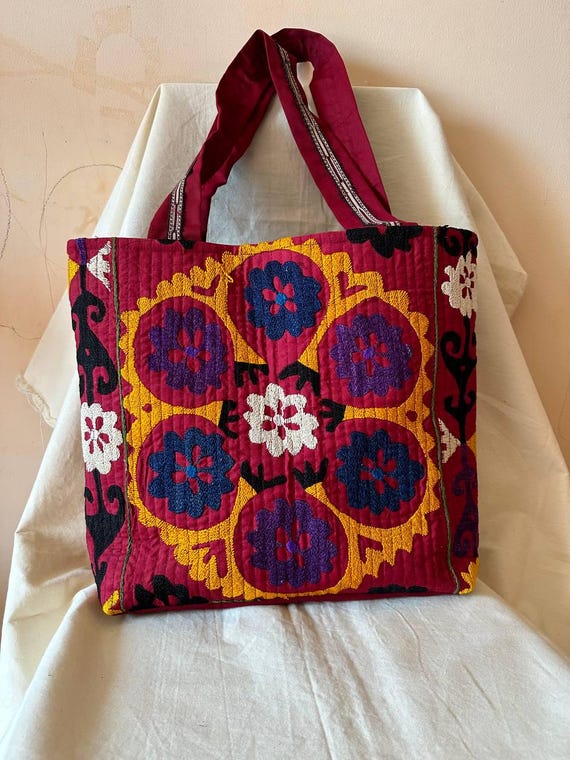 Sling Bags Suzani Bags Burgundy Suzani Hand Embroidery Shoulder