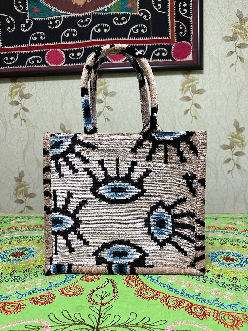 Buy Ikat Woven Tote Beach Bag - Platinum, Stylish, Designer Beach Totes  For You
