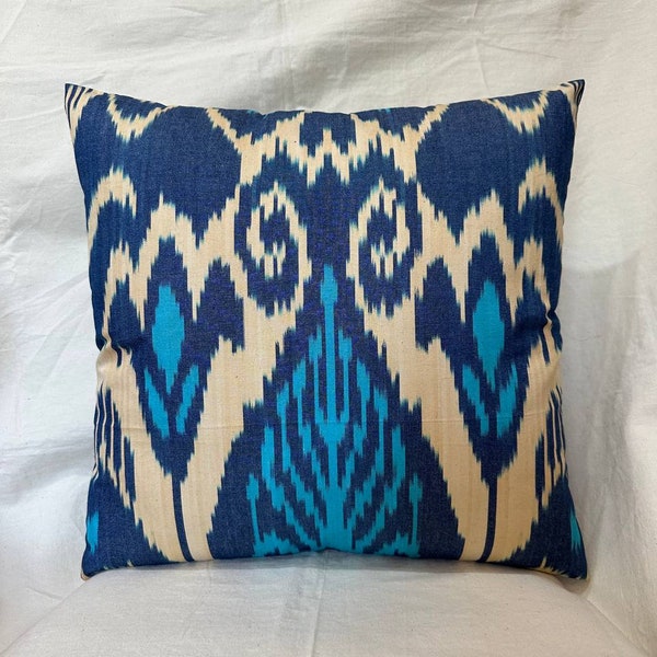 18x18inches Blue Ikat Pillow Cases,Decorative Cushion Cover,Handwoven Ikat Pillows.