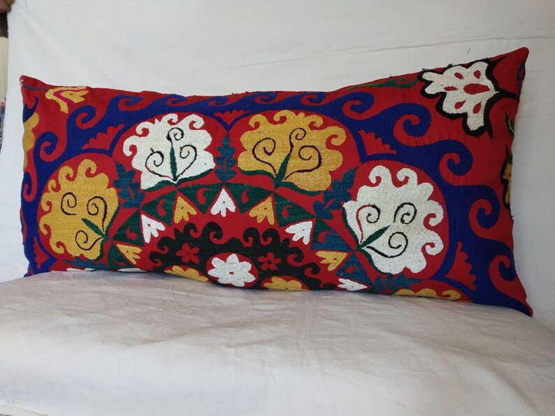 105x50cm Uzbek traditional Vintage Suzani Long Floor Cushion,Bedroom Suzani Pillow Cover High Quality Floor Suzani Pillow Cases
