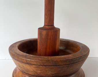 African Handmade mortar and pestle for pounding/ Traditional Hand-made wooden mortar with pestle. (Medium size)