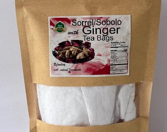 Sorrel , Sobo, Sobolo with Ginger Tea bags. (30 bags)