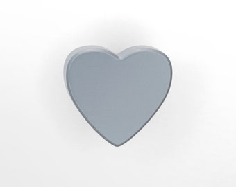 Furniture knob heart, gray - furniture handles, furniture heads for children's rooms