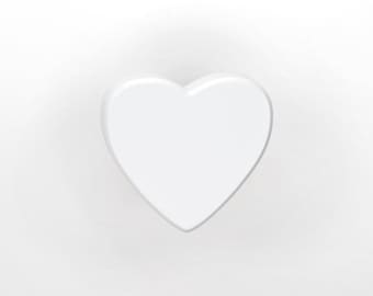 Furniture button heart, white - furniture handles, furniture heads for children's rooms