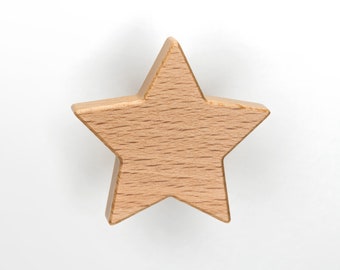 Furniture knob star natural - furniture handles, furniture heads for children's rooms