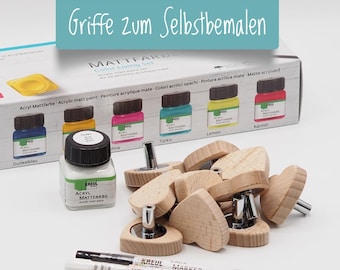 Möbelknöpfe zum Selbstbemalen - DIY für Zuhause / Geschenkidee / Weihnachtsgeschenk / Kreativ mit Kindern