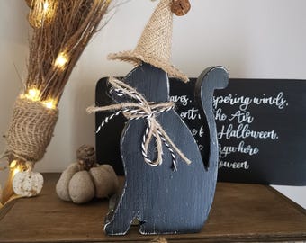 Halloween home decor, Witches black cat, primitive halloween