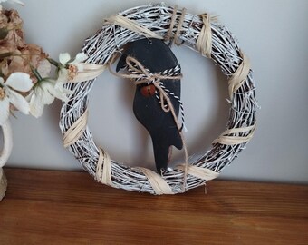 Autumn decor, Halloween wreath, raven spooky decorations