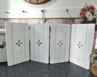 Joined Bifold Wooden Shutters, shutter panels, rustic home decor, star decor, heart decor, handmade wooden panels, freestanding shutters,